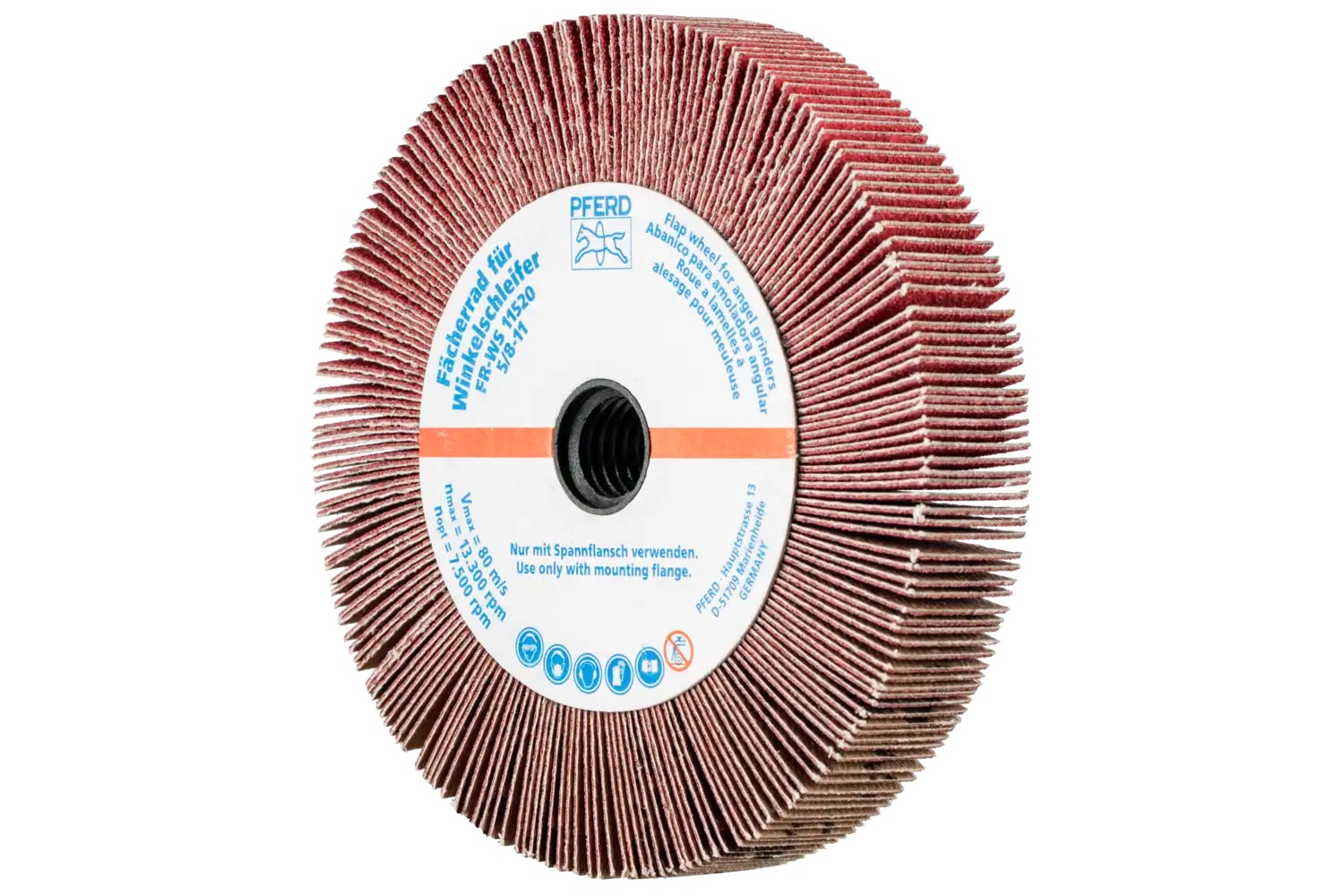 Picture of Pferd Angle Grinder Flap Wheel, 4-1/2" X 5/8 X 5/8-11, 120 Grit, Ceramic Oxide Co-Cool
